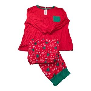 HOTOUCH Womens Red Christmas Pajama XL Set Long Sleeve Top Pants Tree
